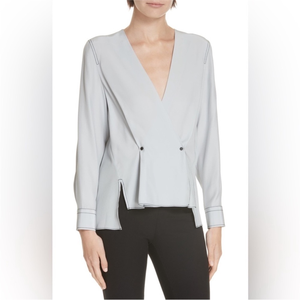 Rag & Bone Debbie Draped Silk V Neck Top Blouse size medium